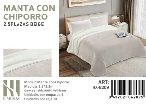 Mantas Frazadas con Chiporro King Color Beige
