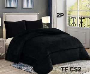 Cobertor de Invierno Plush Liso 2 Plazas Color Negro - imagen 2