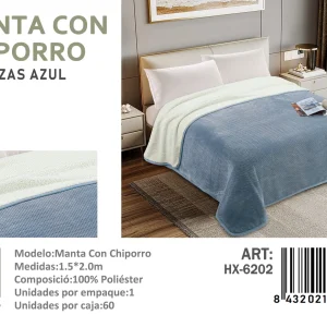 Mantas Frazadas Con Chiporro Plaza y media Color Azul - Angeles del Hogar Chile