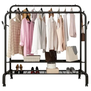 Perchero Metalico 58 kilos Doble Barra Closet Exhibicion Col PERCHE58KNEGRO - Angeles del Hogar Chile