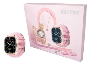 Smart Watch Reloj y Set 7 en 1 de Joyería A58 Plus Color Rosa