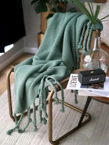 Manta de Sofá Minimalista Estilo Boho Chic 130x220 cm Color Verde - imagen 2