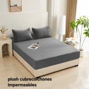 Cubrecoclchon Plush Impermeable 1.5 Color Gris - Angeles del Hogar Chile