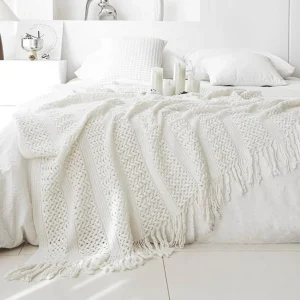 Manta de Sofá Minimalista Estilo Boho Chic 130x220 cm Color Blanco - imagen 2
