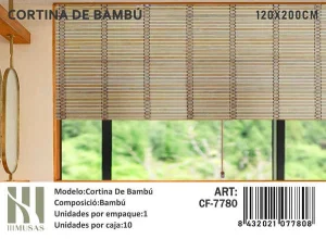 Persiana O Cortina Roller De Bambú 120x200 cm - Angeles del Hogar Chile