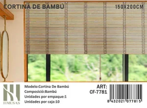 Persiana o Cortina Roller de Bambú 150x200 cm