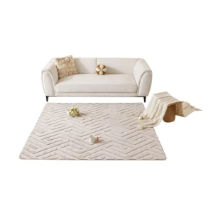 Alfombra Jacquard de Algodon 160X200Cm Beige ALFJACQUARDTF01 - Angeles del Hogar Chile