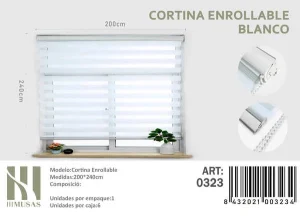 Cortina Roller Duo Lisa 200 cm x 240 cm Color Blanco 0323