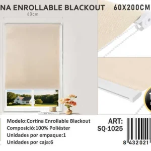 Cortinas Roller Blackout 60cm x 200cm Beige SQ-1025 - Angeles del Hogar Chile