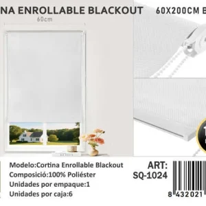 Cortinas Roller Blackout 60cm x 200cm Blanco SQ-1024 - Angeles del Hogar Chile