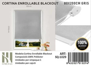 Cortinas Roller Blackout 80 cm x 200 cm Gris SQ-1029