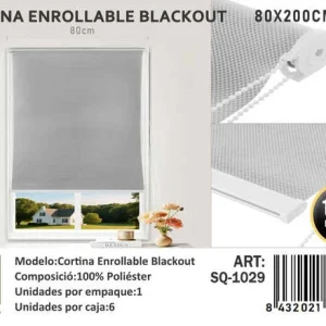 Cortinas Roller Blackout 80cm x 200cm Gris SQ-1029 - Angeles del Hogar Chile