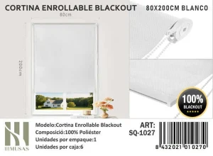 Cortinas Roller Blackout 80 cm x 200 cm Blanco SQ-1027