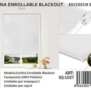 Cortinas Roller Blackout 80cm x 200cm Blanco SQ-1027 - Angeles del Hogar Chile