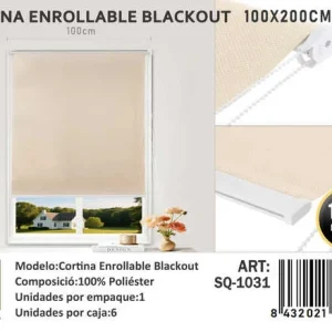 Cortinas Roller Blackout 100cm x 200cm Beige SQ-1031 - Angeles del Hogar Chile