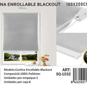 Cortinas Roller Blackout 100cm x 200cm Gris SQ-1032 - Angeles del Hogar Chile