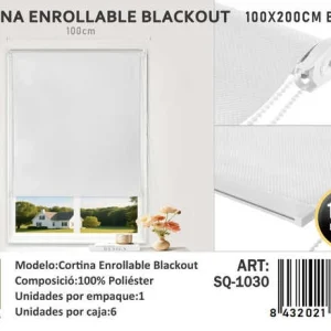Cortinas Roller Blackout 100cm x 200cm Blanco SQ-1030 - Angeles del Hogar Chile