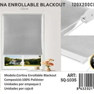 Cortinas Roller Blackout 120cm x 200cm Gris SQ-1035 - Angeles del Hogar Chile