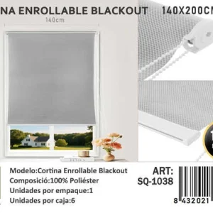 Cortinas Roller Blackout 140cm x 200cm Gris SQ-1038 - Angeles del Hogar Chile