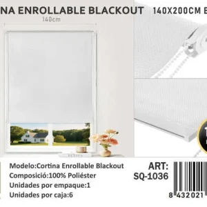 Cortinas Roller Blackout 140cm x 200cm Blanco SQ-1036 - Angeles del Hogar Chile