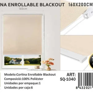 Cortinas Roller Blackout 160cm x 200cm Beige SQ-1040 - Angeles del Hogar Chile