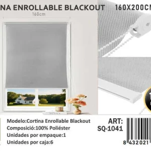 Cortinas Roller Blackout 160cm x 200cm Gris SQ-1041 - Angeles del Hogar Chile
