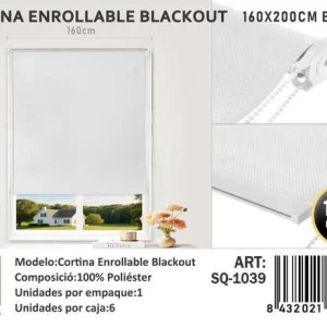 Cortinas Roller Blackout 160cm x 200cm Blanco SQ-1039 - Angeles del Hogar Chile