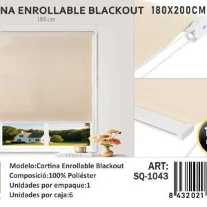 Cortinas Roller Blackout 180cm x 200cm Beige SQ-1043 - Angeles del Hogar Chile