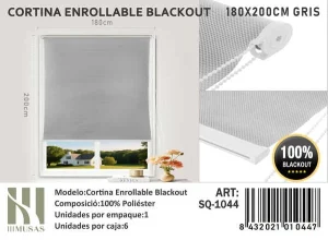 Cortinas Roller Blackout 180 cm x 200 cm Gris SQ-1044