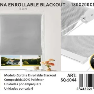 Cortinas Roller Blackout 180cm x 200cm Gris SQ-1044 - Angeles del Hogar Chile