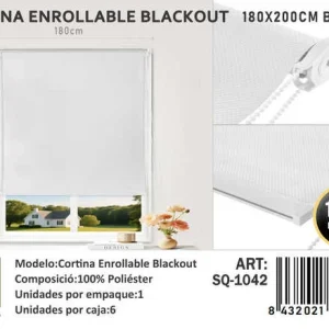 Cortinas Roller Blackout 180cm x 200cm Blanco SQ-1042 - Angeles del Hogar Chile