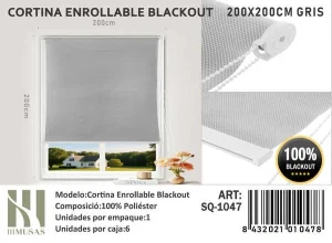 Cortinas Roller Blackout 200 cm x 200 cm Gris SQ-1047