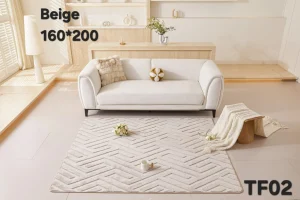 Alfombra Jacquard de Algodón 160x200 cm Beige Diseño 2 - imagen 2