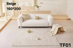 Alfombra Jacquard de Algodón 160x200 cm Beige Diseño 1 - imagen 2