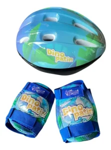 Patines 4 Ruedas Luminosas y Accesorios Dinopatin Azul
