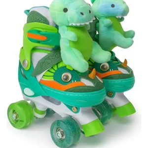 Patines 4 Ruedas Luminosas Y Accesorios Dinopatin XS Verde - Angeles del Hogar Chile