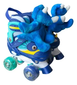 Patines 4 Ruedas Luminosas y Accesorios Dinopatin Azul