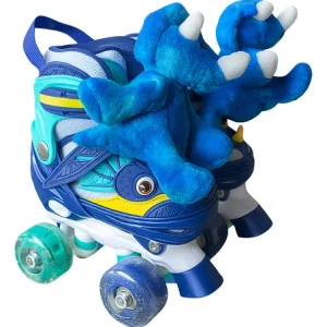 Patines 4 Ruedas Luminosas Y Accesorios Dinopatin XS Azul - Angeles del Hogar Chile