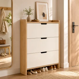Zapatero Organizador Estante Armario 115Alto x 100 x 17cm Blanco beige