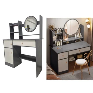 Cómoda Tocador Moderno Gris con Espejo Luz LED 3 Ajustes de Brillo - imagen 4