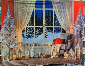 Tapiz Navideño 250x200 cm Ventanal Nevado - imagen 2