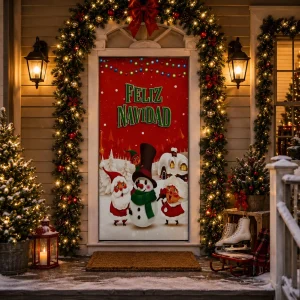 Forro de Puerta Navideño 200x85 cm Feliz Navidad con Elfo - imagen 3