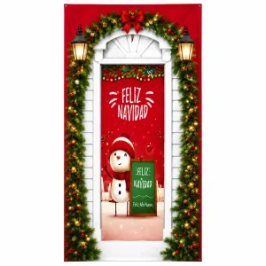 Forro de Puerta Navideño 200x85 cm Muñeco de Nieve - imagen 4