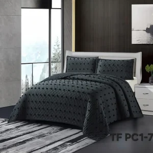 Cubrecama quilt verano semi acolchados diseño Tufting Gris Oscuro