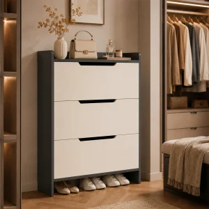 Zapatero Organizador Estante Armario 115Alto x 100 x 17cm Blanco gris
