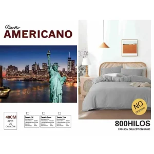 Juego de Sabanas 1.5 Algodon 800 Hilos Modelo Americano - Angeles del Hogar Chile