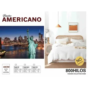 Juego de Sabanas 1.5 Algodon 800 Hilos Modelo Americano - Angeles del Hogar Chile