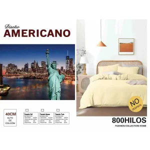 Juego de Sabanas 1.5 Algodon 800 Hilos Modelo Americano - Angeles del Hogar Chile