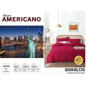 Juego de Sabanas 1.5 Algodon 800 Hilos Modelo Americano - Angeles del Hogar Chile
