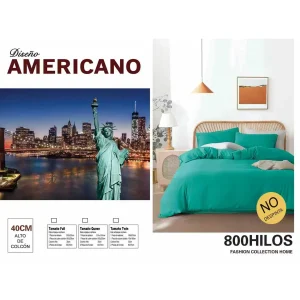 Juego de Sabanas 1.5 Algodon 800 Hilos Modelo Americano - Angeles del Hogar Chile
